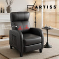 Artiss Massage Recliner Chair Small Recliner Sofa for Adults PU Leather Black