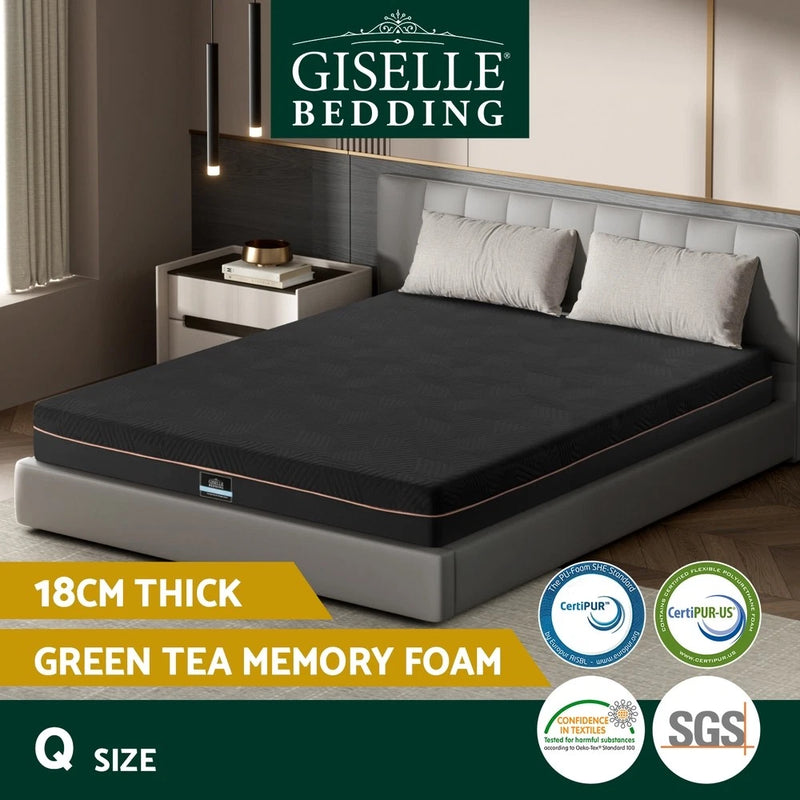 Giselle 18cm Memory Foam Mattress Green Tea Non Spring Cool Gel Comfort QUEEN