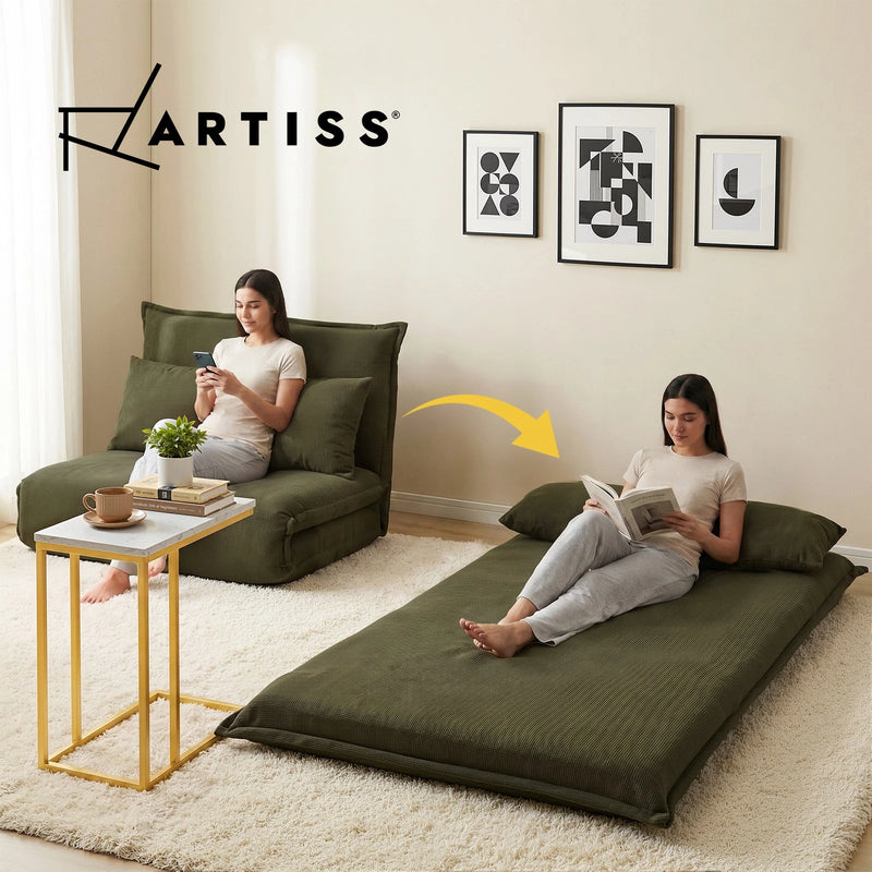 Artiss Floor Lounge Chair Sofa Bed Chaise &Coffee Table Side Table Marble Effect