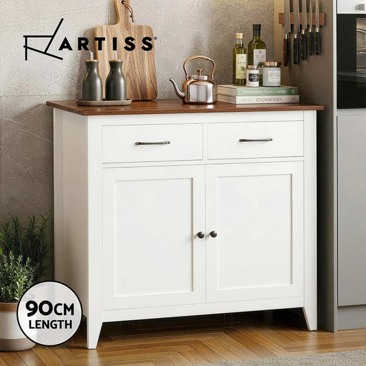 Artiss Buffet Sideboard Storage Cabinet Kitchen Cupboard Hallway 2 Drawers White