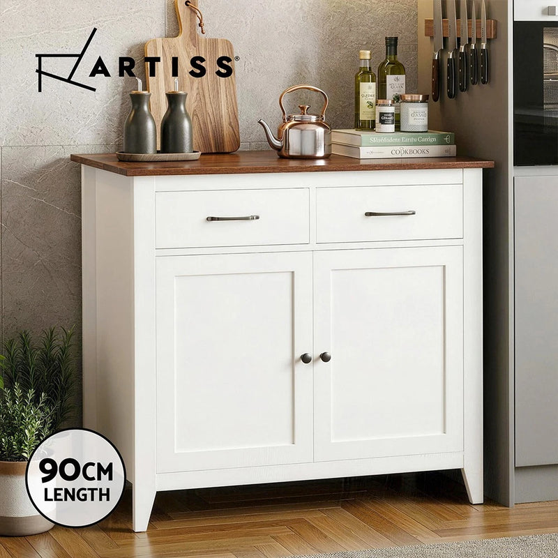 Artiss Buffet Sideboard Storage Cabinet Kitchen Cupboard Hallway 2 Drawers White