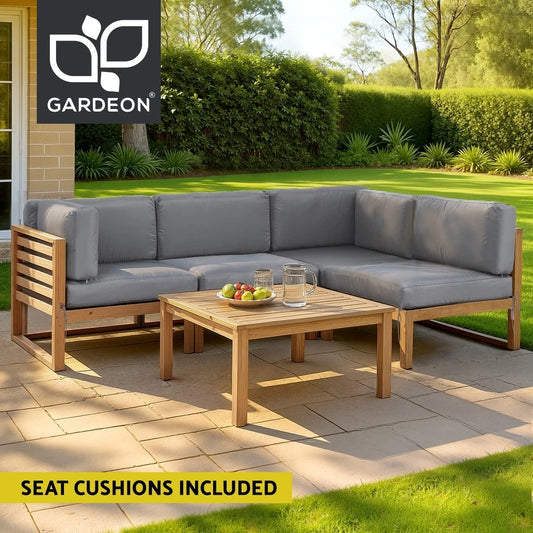 Gardeon 4 Seater Outdoor Sofa Set Wooden Couch Lounge Setting 5PCS Furniture