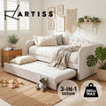 Artiss KING SINGLE Daybed Velvet Trundle Bed Frame Tufted Guest Bed