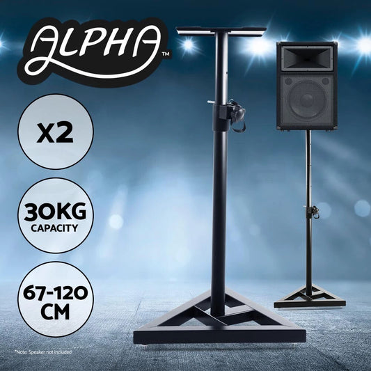 Alpha Speaker Stand 67-120cm Adjustable Height Surround Sound Studio Home 2pcs