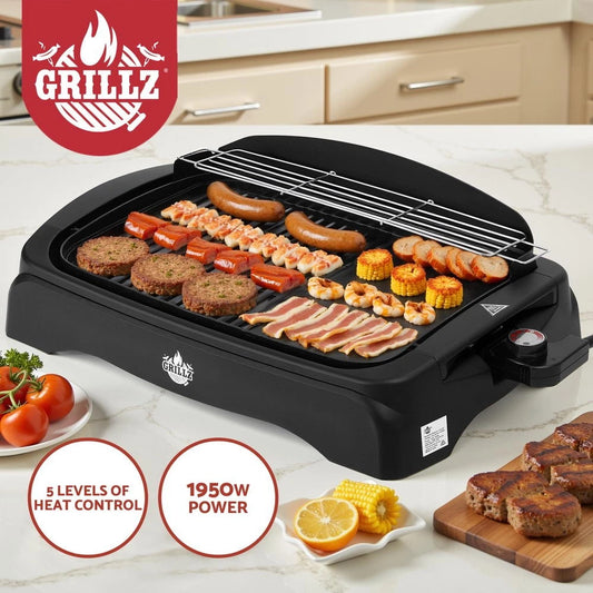 Grillz Electric BBQ Grill Non-Stick Barbecue Plate for Indoor Outdoor 1950W