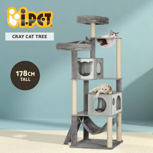 i.Pet Cat Tree Tower Scratching Post Scratcher Wood Bed Condo House Large 178cm