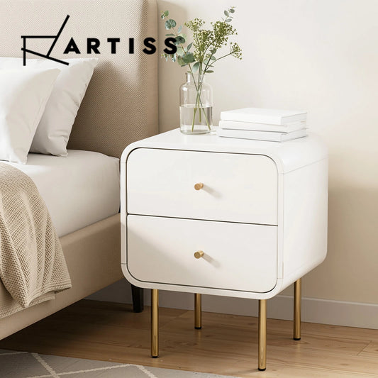 Artiss Bedside Table 2 Drawers Side End Table Nightstand White Storage Furniture