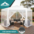 Instahut Outdoor Gazebo Hexagonal 2x2x2m Garden Marquee Net Canopy Tent White