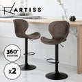 Artiss 2x Bar Stools Kitchen Swivel Gas Lift Counter Chair Wing PE Rattan Brown