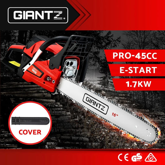 Giantz Petrol Chainsaw Chain Saw E-Start Commercial 45cc 16'' Top Handle Tree