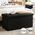 Artiss Storage Ottoman Bench Folding Blanket Box Toy Organiser Foot Stool Black