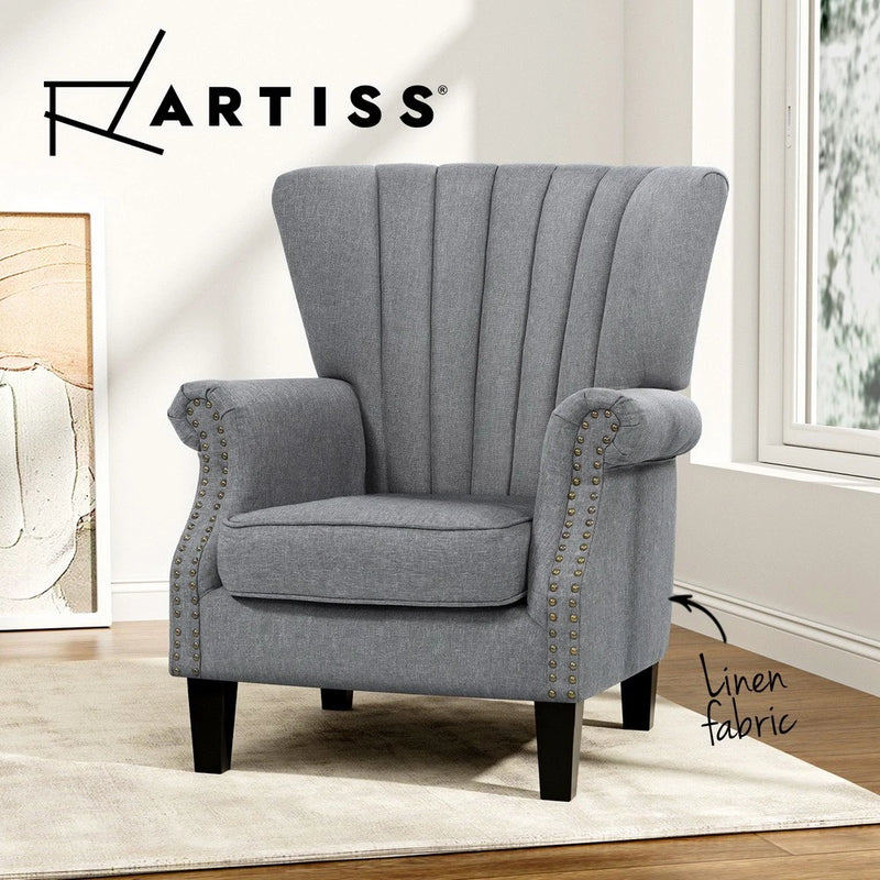 Artiss Upholstered Fabric Armchair Accent Tub Chairs Modern seat Sofa Lounge