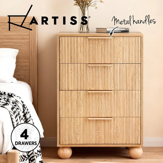 Artiss Chest of 4 Drawers Dresser Tallboy Storage Cabinet Pine