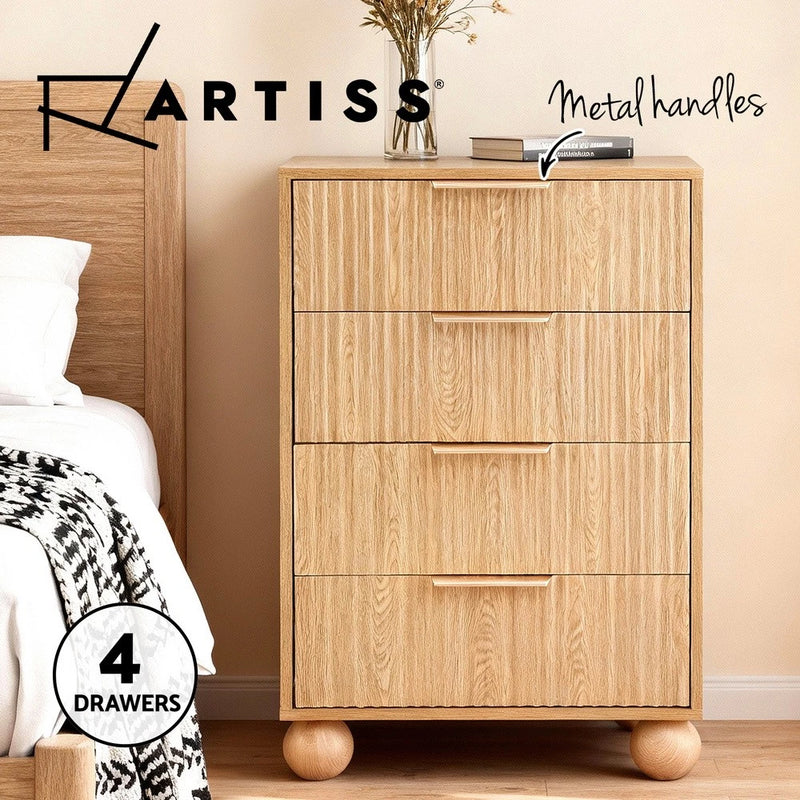 Artiss Chest of 4 Drawers Dresser Tallboy Storage Cabinet Pine
