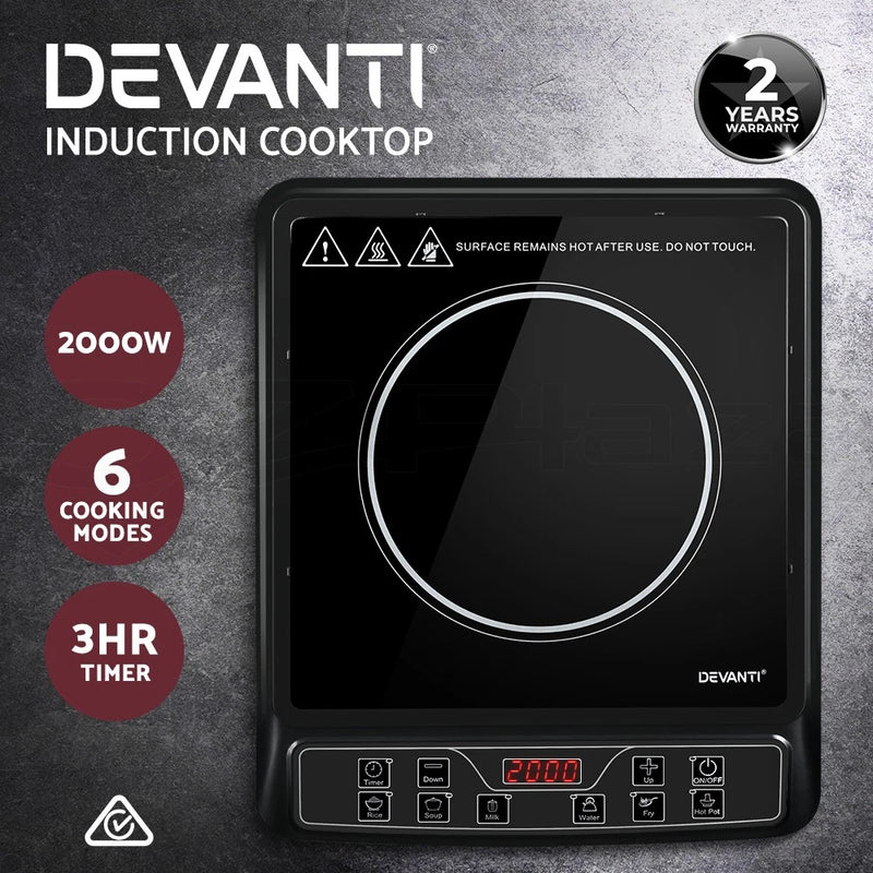 Devanti Induction Cooktop 30cm Electric Stove Ceramic Portable Kitchen Cooker