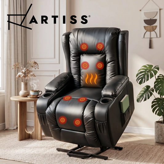Artiss Recliner Chair Electric Massage Chairs Lift Heated Leather Lounge Sofa