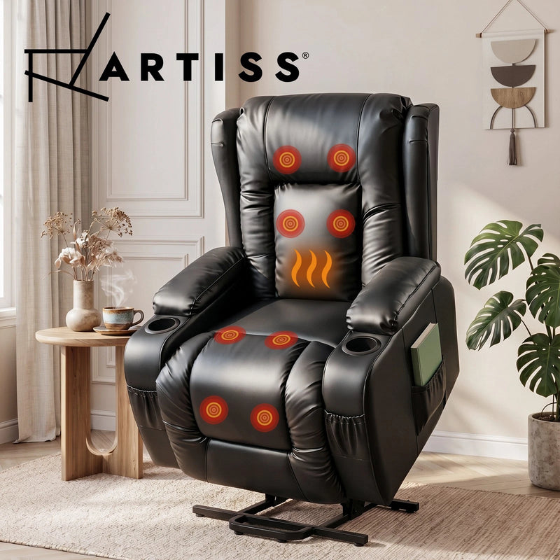 Artiss Recliner Chair Electric Massage Chairs Lift Heated Leather Lounge Sofa
