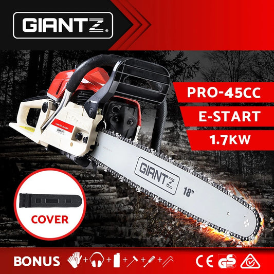 Giantz 45CC Commercial Petrol Chainsaw E-Start 18" Bar Pruning Chain Saw