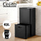 Cefito 63L Rubbish Bin 3 Compartment Carbon Steel Split Door Trash Can Black
