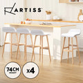Artiss 4x Bar Stools Kitchen Dining Chairs Wooden Counter Stool White