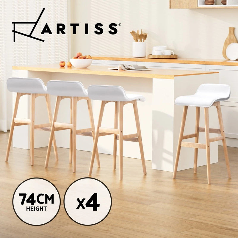 Artiss 4x Bar Stools Kitchen Dining Chairs Wooden Counter Stool White
