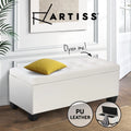 Artiss Storage Ottoman Blanket Box Bench 97cm Leather Chest Foot Stool White