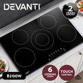Devanti Ceramic Cooktop 90cm Electric Cook Top 5 Burner Stove Touch Control