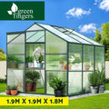 Green Fingers Greenhouse Aluminium Polycarbonate Green House Garden 1.9x1.9x1.8M