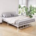 Artiss Bed Frame Queen Size Metal Base Mattress Platform Foundation White LEO