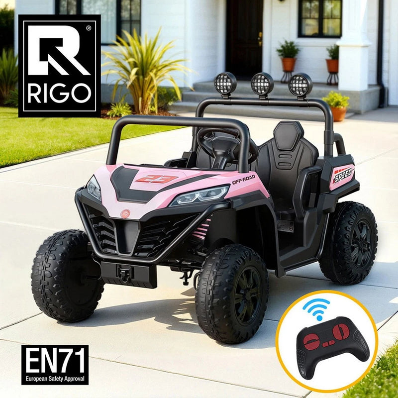 Rigo Kids Ride On Car Electric Toys Cars Headlight Music Remote Control Pink
