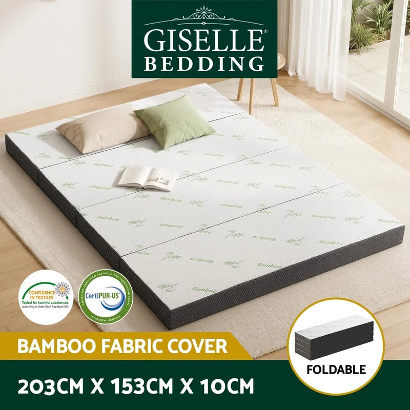 Giselle Bedding Foldable Mattress Folding Foam Mattresses Camping QUEEN Bamboo