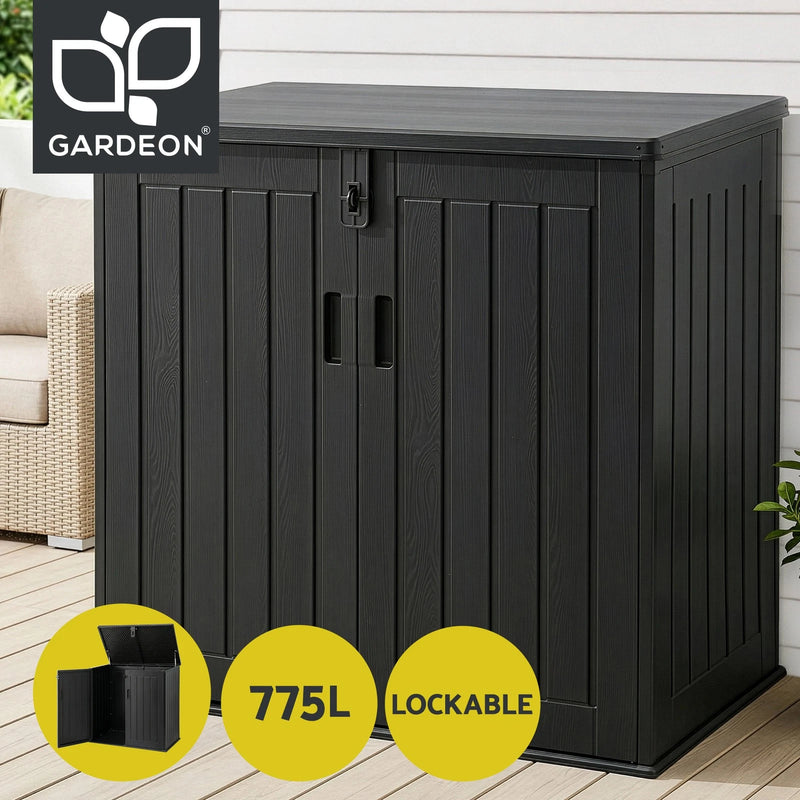 Gardeon Outdoor Storage Box 775L Container Lockable Cabinet Tool Organizer Shed Black