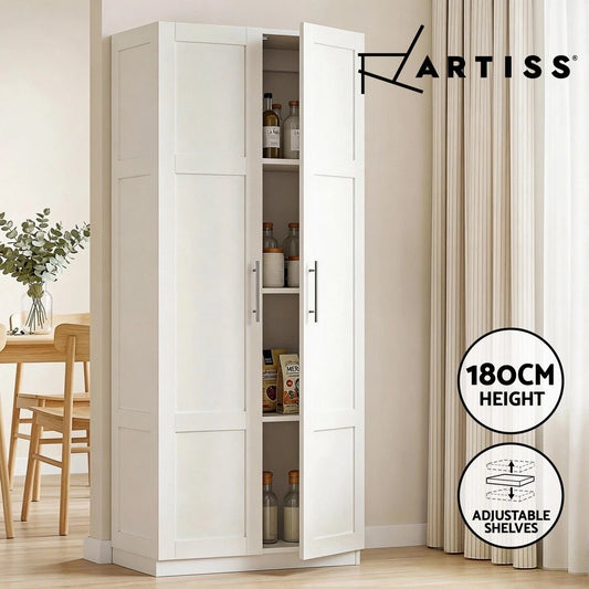 Artiss 2 Door Buffet Sideboard Cupboard Cabinet Pantry Organiser Shelves White