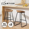 Artiss 2x Bar Stools Kitchen Dining Chairs Counter Stool PU Leather Metal Brown