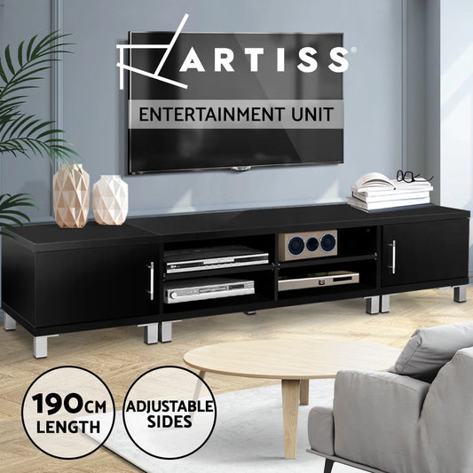 Artiss TV Unit Entertainment Unit 190cm Black Storage Drawers Cabinet Stand