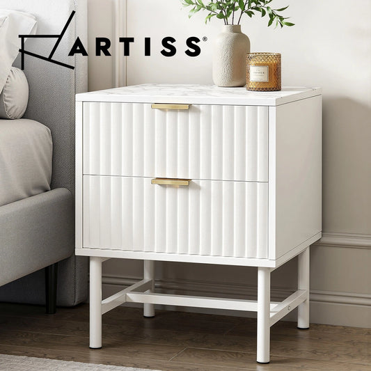 Artiss Bedside Table 2 Drawers Side Table Storage Cabinet Nightstand White