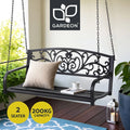 Gardeon Outdoor Porch Swing Chair Patio Furniture Floral Backrest 2 Seater Black